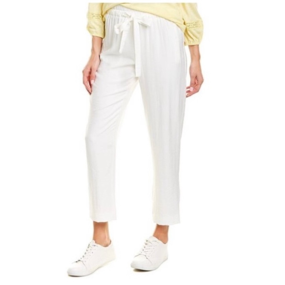 NWT 1.State Drawstring Tapered Viscose Drawstring Trousers in Antique White Sm